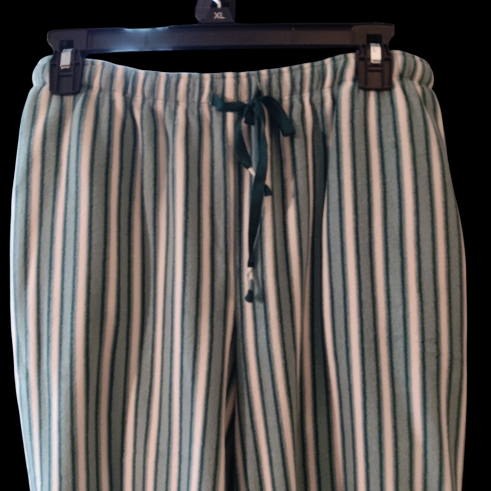 Cuddl Duds Green White Striped Pajama Set Long Sleeve Top Pants M - Picture 6 of 10